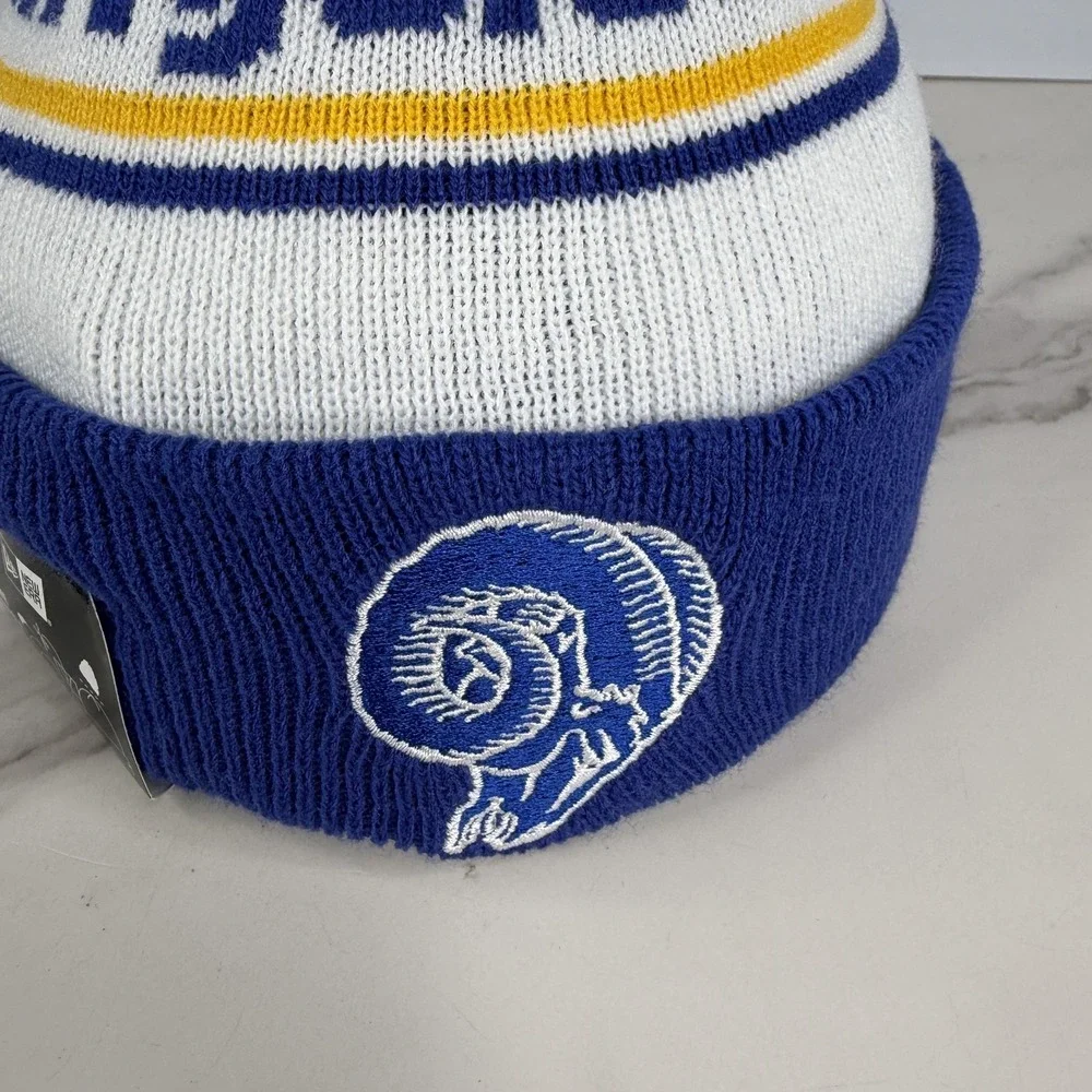 Los Angeles Rams Hat Beanie Pom Cuff Mens One Size Blue NFL Football New Era